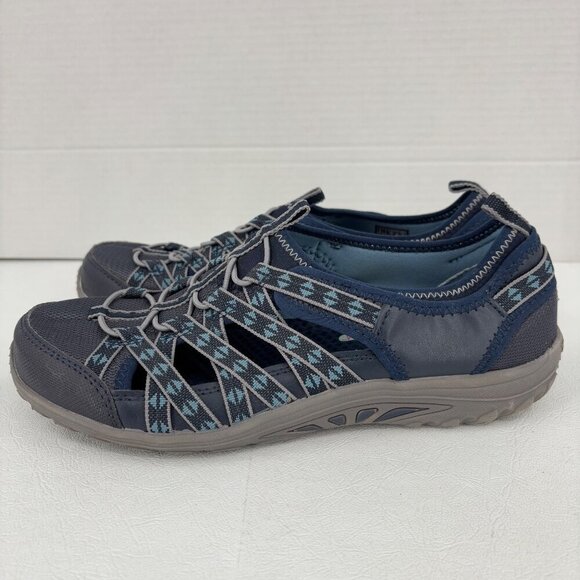 Skechers Reggae Fest Dory Fisherman Sandals Size 8 Blue Stretch Memory Foam - Picture 3 of 8
